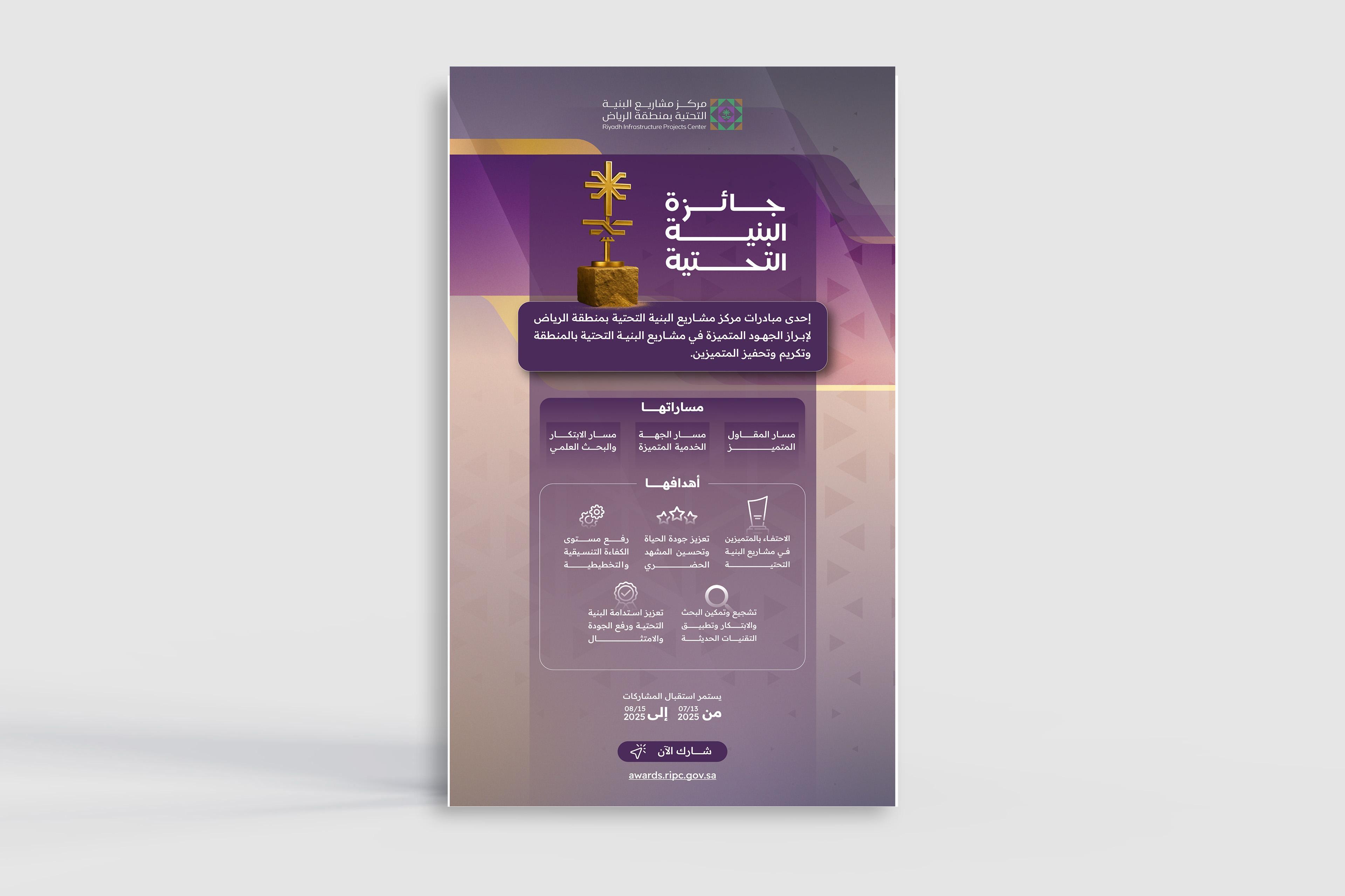 مركز مشاريع الرياض يطلق جائزة البنية التحتية بنسختها الأولى لعام 2025